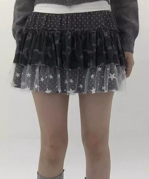 lilful(リルフル)の「【26年春夏新作】迷彩柄 スタードットデザイン ティアードフリルレイヤードスカート(スカート・レディース・その他2/その他1・F)」の17枚目の写真