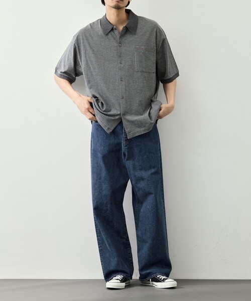 PORTER CLASSIC(ポータークラシック)の「【PORTER CLASSIC/ポータークラシック】PC-006-3998-0015/G.BK/H.W BTNK BRDR OPN POLO SH(ポロシャツ・メンズ・ダークグレー・M/L)」の5枚目の写真