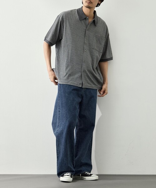 PORTER CLASSIC(ポータークラシック)の「【PORTER CLASSIC/ポータークラシック】PC-006-3998-0015/G.BK/H.W BTNK BRDR OPN POLO SH(ポロシャツ・メンズ・ダークグレー・M/L)」の6枚目の写真