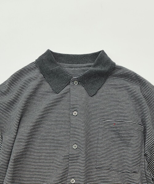 PORTER CLASSIC(ポータークラシック)の「【PORTER CLASSIC/ポータークラシック】PC-006-3998-0015/G.BK/H.W BTNK BRDR OPN POLO SH(ポロシャツ・メンズ・ダークグレー・M/L)」の8枚目の写真