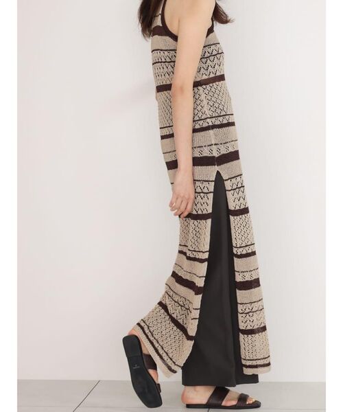FIKA.(フィーカ)の「Striped mesh knit onepiece(ワンピース・レディース・シルバー/ベージュ・FREE)」の8枚目の写真