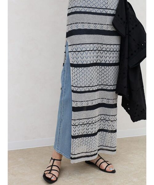 FIKA.(フィーカ)の「Striped mesh knit onepiece(ワンピース・レディース・シルバー/ベージュ・FREE)」の14枚目の写真