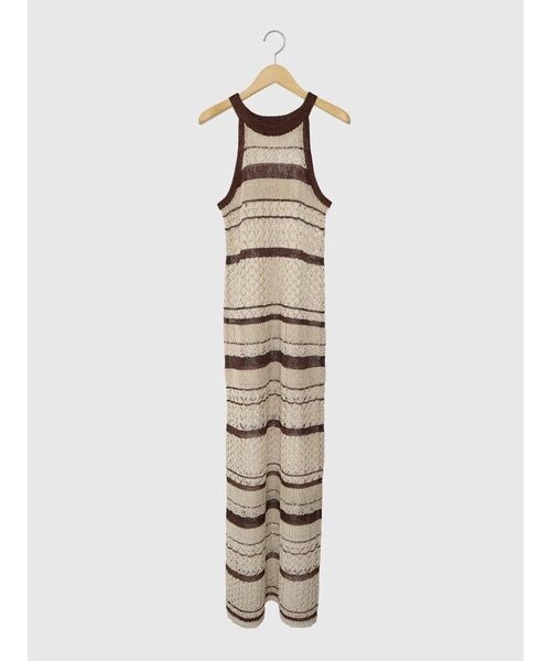 FIKA.(フィーカ)の「Striped mesh knit onepiece(ワンピース・レディース・シルバー/ベージュ・FREE)」の15枚目の写真
