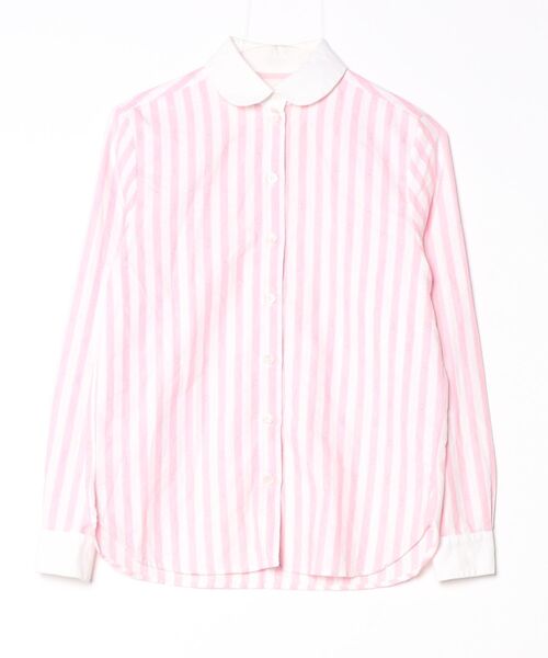 【希少】メゾンキツネ　ストライプ柄長袖シャツ 出品4/21まで ブランド古着】ストライプ柄長袖シャツ（シャツ/ブラウス）｜Maison