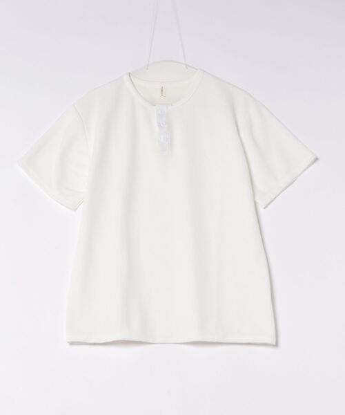 minius(ミニウス)の「ヘンリーネック半袖カットソー ボタン付き メンズ(Tシャツ/カットソー・メンズ・ブラック/ホワイト・MEDIUM/LARGE)」の4枚目の写真