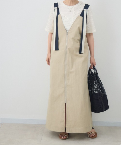 KATHARINE ROSS(キャサリンロス)の「2WAYダブルテープワークジャンスカ(ジャンパースカート・レディース・ベージュ/ブラック・FREE)」の5枚目の写真