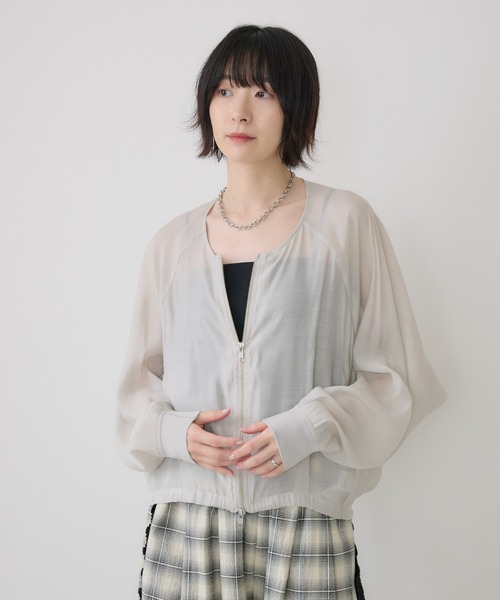 Paradise Picnic(パラダイスピクニック)の「SUGAR ROSE ドロストシアーWジップブルゾン(ブルゾン・レディース・グレー/ブラック/ホワイト・FREE)」の8枚目の写真