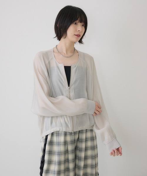 Paradise Picnic(パラダイスピクニック)の「SUGAR ROSE ドロストシアーWジップブルゾン(ブルゾン・レディース・グレー/ブラック/ホワイト・FREE)」の9枚目の写真