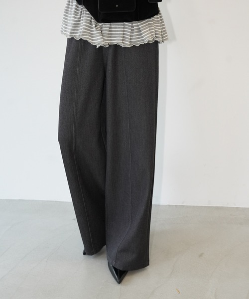 chuclla(チュクラ)の「ワイドストレートスラックス chw26s333(その他パンツ・レディース・グレー/ブラック・L/S/M)」の1枚目の写真