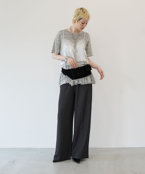 chuclla(チュクラ)の「ワイドストレートスラックス chw26s333(その他パンツ・レディース・グレー/ブラック・L/S/M)」の3枚目の写真