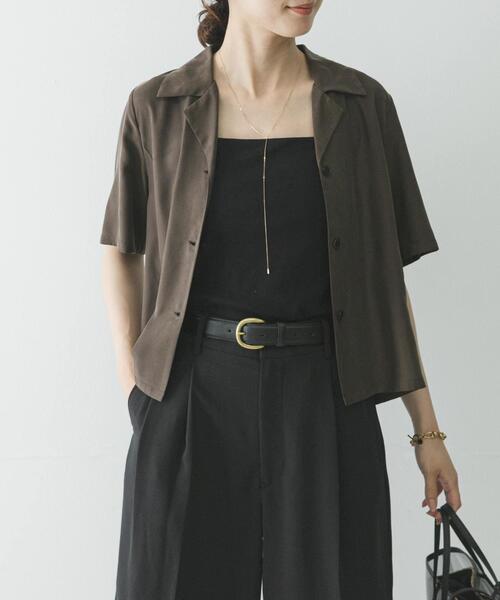 URBAN RESEARCH(アーバンリサーチ)の「『接触冷感』キュプラショートシャツ(シャツ/ブラウス・レディース・ブラック/ブラウン・FREE)」の2枚目の写真