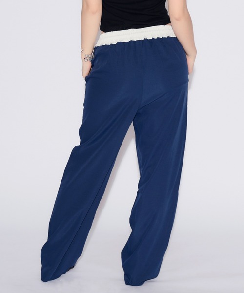 tinkerend(ティンカーエンド)の「Double-waist Nylon Wide Pants / ダブルウエストナイロンワイドパンツ(スウェットパンツ・レディース・ブラック/ネイビー・1/2)」の7枚目の写真