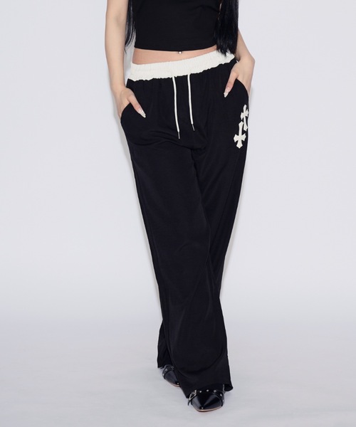 tinkerend(ティンカーエンド)の「Double-waist Nylon Wide Pants / ダブルウエストナイロンワイドパンツ(スウェットパンツ・レディース・ブラック/ネイビー・1/2)」の16枚目の写真