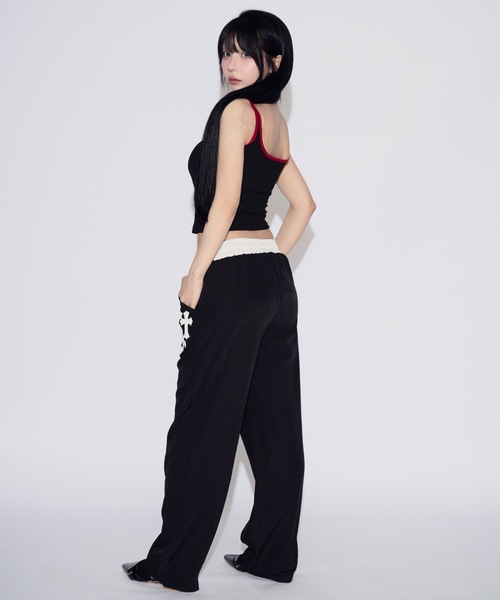 tinkerend(ティンカーエンド)の「Double-waist Nylon Wide Pants / ダブルウエストナイロンワイドパンツ(スウェットパンツ・レディース・ブラック/ネイビー・1/2)」の19枚目の写真