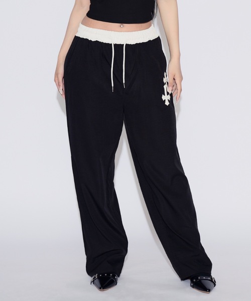 tinkerend(ティンカーエンド)の「Double-waist Nylon Wide Pants / ダブルウエストナイロンワイドパンツ(スウェットパンツ・レディース・ブラック/ネイビー・1/2)」の15枚目の写真