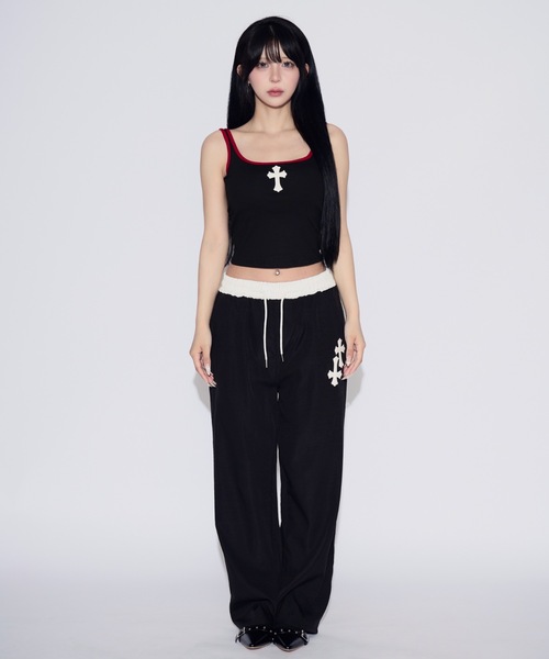 tinkerend(ティンカーエンド)の「Double-waist Nylon Wide Pants / ダブルウエストナイロンワイドパンツ(スウェットパンツ・レディース・ブラック/ネイビー・1/2)」の17枚目の写真