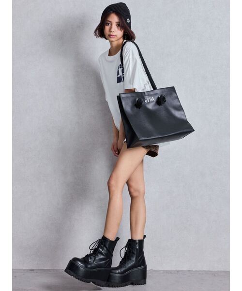 GYDA(ジェイダ)の「GYDAロープLフェイクレザートートBAG(トートバッグ・レディース・ブラック・FREE)」の6枚目の写真