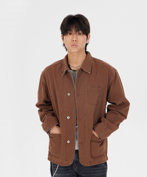 MAKEITTO(メイキット)の「コットンワークジャケット_ブラウン(デニムジャケット・メンズ・ブラウン・FREE)」の2枚目の写真