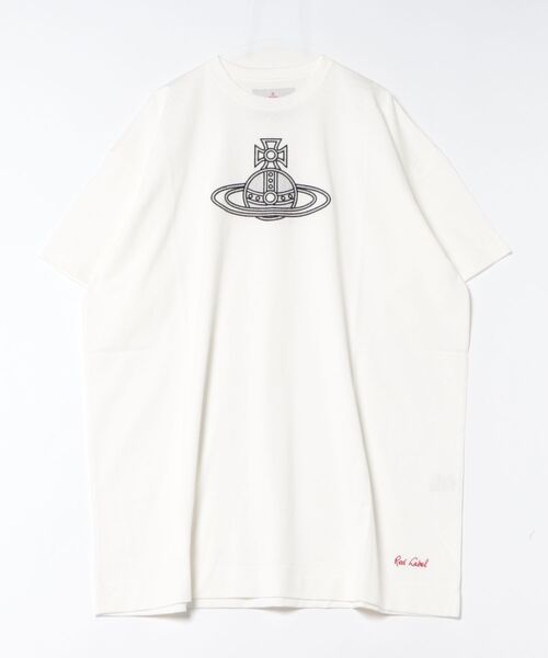 Vivienne Westwood(ヴィヴィアンウエストウッド)の「ドットエンブロイダリーオーブビッグビーフィーTシャツ(ワンピース・レディース・ホワイト/ブラック/ブルー・FREE)」の1枚目の写真
