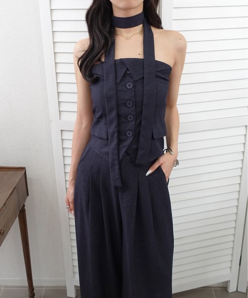 unnu(ユヌ)の「【3SET】ベアトップベストセットアップ(セットアップ・レディース・グレー・M)」の3枚目の写真