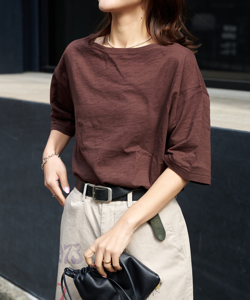 OUTDOOR PRODUCTS(アウトドアプロダクツ)の「追加 スラブテンジク 五分袖 TEE(Tシャツ/カットソー・レディース・ブラウン/ブラック/ホワイト・FREE)」の15枚目の写真