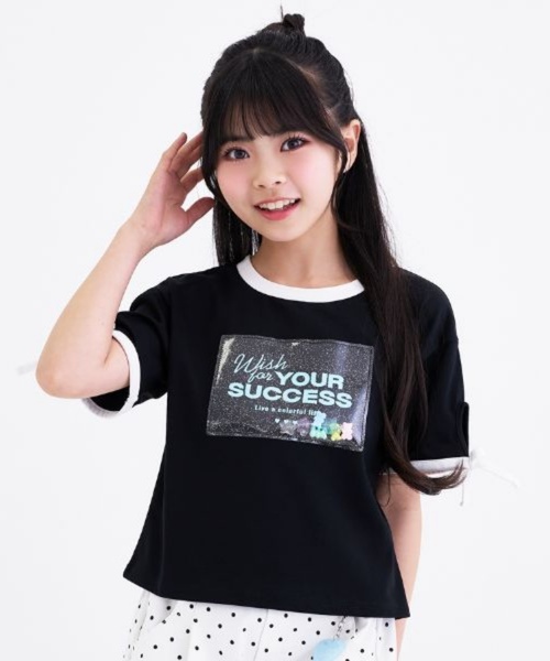セール】【接触冷感】ラメクリアワッペン半袖リボンT（Tシャツ