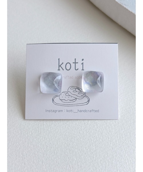 tone(トーン)の「【koti】Valo aurora square ピアス(MA)(ピアス(両耳用)・レディース・ホワイト系3/グリーン系1/ホワイト系1/ホワイト系2/ブルー系1/ブルー系2・FREE)」の3枚目の写真