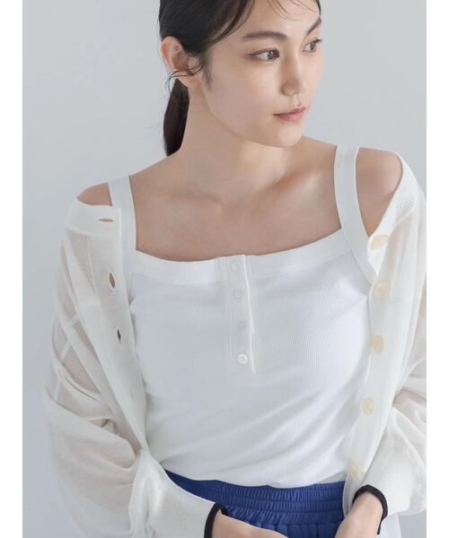 Te chichi(テチチ)の「【接触冷感】前後2WAYヘンリーネックスクエアタンク(タンクトップ・レディース・ボルドー/ブラック/オフホワイト/チャコールグレー・F)」の2枚目の写真