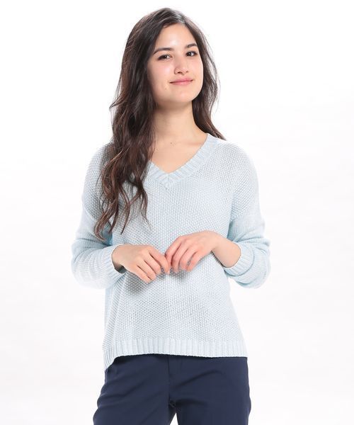 ROPE' PICNIC（ロペピクニック）の「ファンシーヤーンカノコ編ニット（ニット/セーター・レディース・サンドベージュ/ベージュ/ブルー・38）」の3枚目の写真