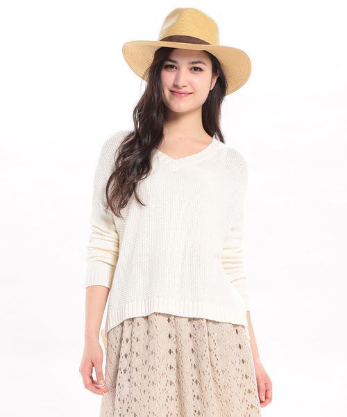 ROPE' PICNIC（ロペピクニック）の「ファンシーヤーンカノコ編ニット（ニット/セーター・レディース・サンドベージュ/ベージュ/ブルー・38）」の2枚目の写真