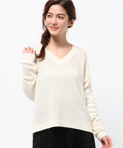 ROPE' PICNIC（ロペピクニック）の「ファンシーヤーンカノコ編ニット（ニット/セーター・レディース・サンドベージュ/ベージュ/ブルー・38）」の12枚目の写真