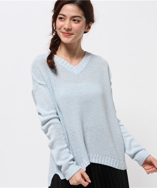 ROPE' PICNIC（ロペピクニック）の「ファンシーヤーンカノコ編ニット（ニット/セーター・レディース・サンドベージュ/ベージュ/ブルー・38）」の13枚目の写真