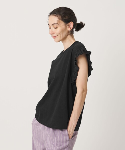 dahl'ia(ダリア)の「【WEB限定】<dahl’ia>フリル ショートスリーブ Tシャツ(Tシャツ/カットソー・レディース・ブラック/ダークグレー・FREE)」の3枚目の写真