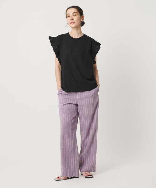 dahl'ia(ダリア)の「【WEB限定】<dahl’ia>フリル ショートスリーブ Tシャツ(Tシャツ/カットソー・レディース・ブラック/ダークグレー・FREE)」の4枚目の写真