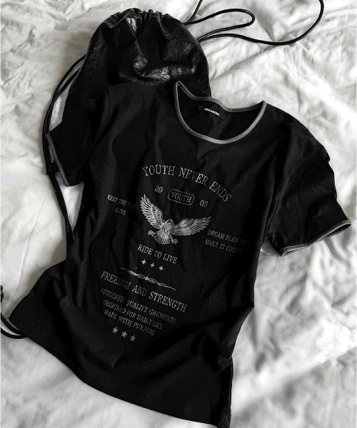 COSYHARU(コシハル)の「ヴィンテージイーグルクロップマッスルフィットTシャツ(Tシャツ/カットソー・メンズ・ホワイト/ブラック・MEDIUM/LARGE)」の16枚目の写真