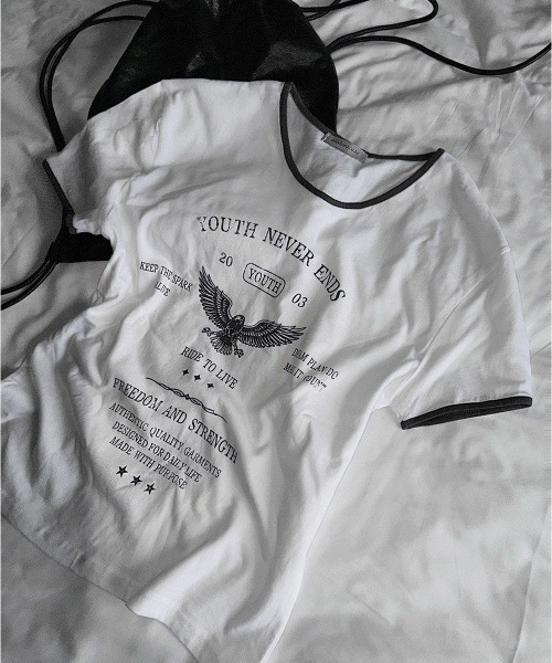 COSYHARU(コシハル)の「ヴィンテージイーグルクロップマッスルフィットTシャツ(Tシャツ/カットソー・メンズ・ホワイト/ブラック・MEDIUM/LARGE)」の17枚目の写真