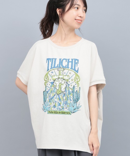 チチカカ(チチカカ)の「汗染み防止ティリチェプリントプルオーバー(Tシャツ/カットソー・レディース・マスタード/アイボリー/チャコールグレー・FREE)」の1枚目の写真