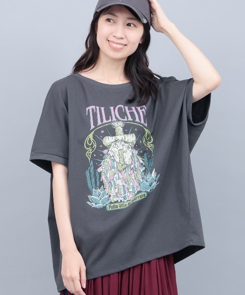 チチカカ(チチカカ)の「汗染み防止ティリチェプリントプルオーバー(Tシャツ/カットソー・レディース・マスタード/アイボリー/チャコールグレー・FREE)」の2枚目の写真