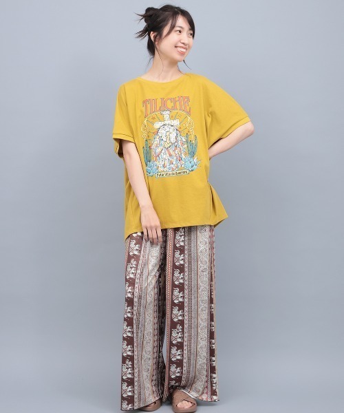 チチカカ(チチカカ)の「汗染み防止ティリチェプリントプルオーバー(Tシャツ/カットソー・レディース・マスタード/アイボリー/チャコールグレー・FREE)」の6枚目の写真