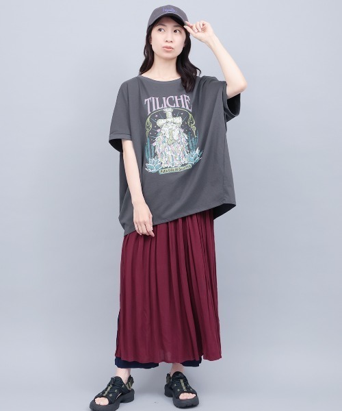 チチカカ(チチカカ)の「汗染み防止ティリチェプリントプルオーバー(Tシャツ/カットソー・レディース・マスタード/アイボリー/チャコールグレー・FREE)」の4枚目の写真