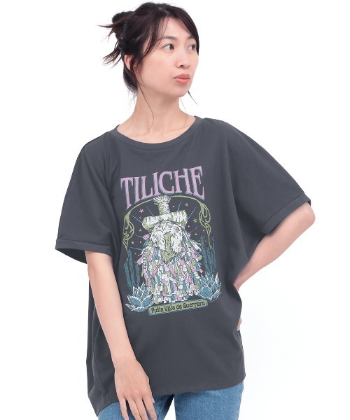 チチカカ(チチカカ)の「汗染み防止ティリチェプリントプルオーバー(Tシャツ/カットソー・レディース・マスタード/アイボリー/チャコールグレー・FREE)」の7枚目の写真