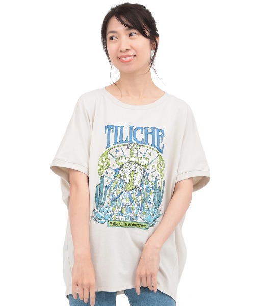 チチカカ(チチカカ)の「汗染み防止ティリチェプリントプルオーバー(Tシャツ/カットソー・レディース・マスタード/アイボリー/チャコールグレー・FREE)」の8枚目の写真