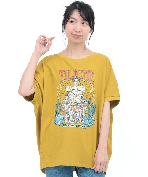 チチカカ(チチカカ)の「汗染み防止ティリチェプリントプルオーバー(Tシャツ/カットソー・レディース・マスタード/アイボリー/チャコールグレー・FREE)」の9枚目の写真
