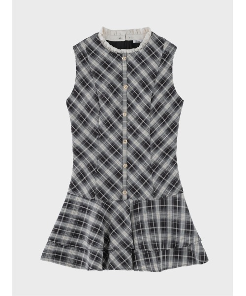 M me eme(エムミーエメ)の「Classic mood check mini onepiece(eme10855)(ワンピース・レディース・ブラック/ブラウン・FREE)」の4枚目の写真