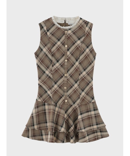 M me eme(エムミーエメ)の「Classic mood check mini onepiece(eme10855)(ワンピース・レディース・ブラック/ブラウン・FREE)」の3枚目の写真