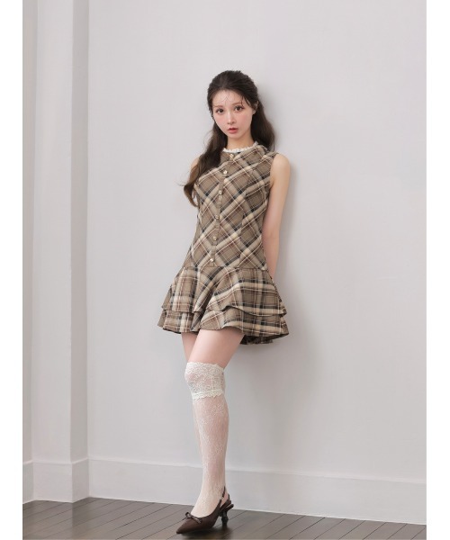 M me eme(エムミーエメ)の「Classic mood check mini onepiece(eme10855)(ワンピース・レディース・ブラック/ブラウン・FREE)」の8枚目の写真