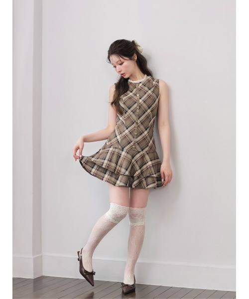 M me eme(エムミーエメ)の「Classic mood check mini onepiece(eme10855)(ワンピース・レディース・ブラック/ブラウン・FREE)」の10枚目の写真
