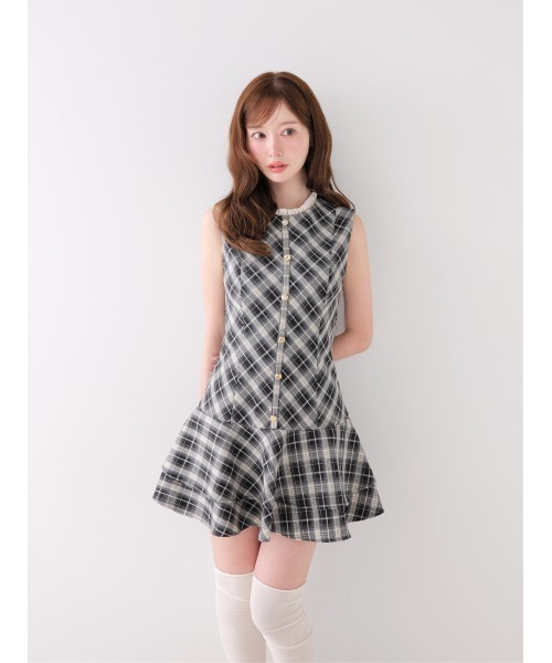 M me eme(エムミーエメ)の「Classic mood check mini onepiece(eme10855)(ワンピース・レディース・ブラック/ブラウン・FREE)」の11枚目の写真