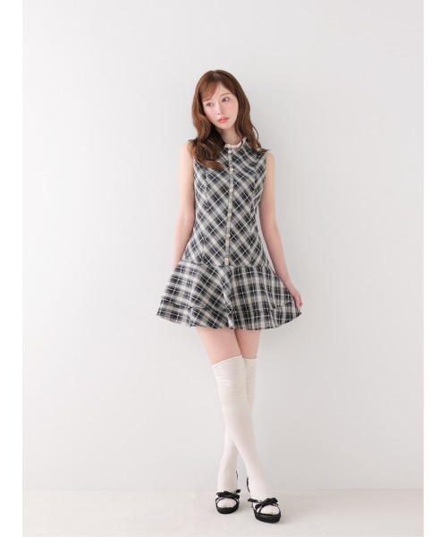 M me eme(エムミーエメ)の「Classic mood check mini onepiece(eme10855)(ワンピース・レディース・ブラック/ブラウン・FREE)」の12枚目の写真
