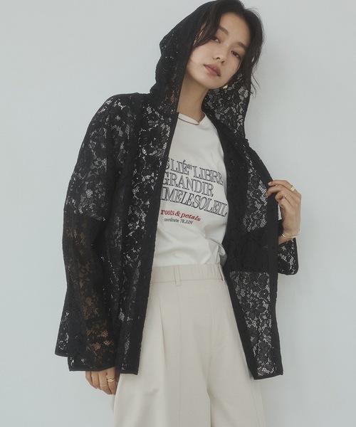 hunch(ハンチ)の「コンパクトスムース 刺繍ロゴTシャツ(Tシャツ/カットソー・レディース・アイボリー/ネイビー/ダークカーキ/ブラック・FREE)」の10枚目の写真